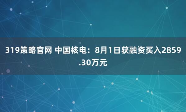 319策略官网 中国核电：8月1日获融资买入2859.30万元